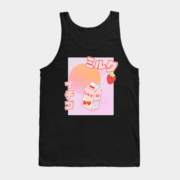 Strawberry Milk Kawaii Aesthetic Chibi Pastel Gift Tank Top by VaporwaveAestheticDreams